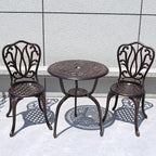 3 Piece Bistro Set,Outdoor Patio Set,Anti-Rust Cast Aluminum Bistro Table Set for Park Yard Front Porch Furniture(New Brown)…