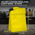 DISCOUNT PROMOS 10 Hook and Loop Insulated Lunch Bags Set - Polyester, Durable, Vibrant, Reusable - Yellow