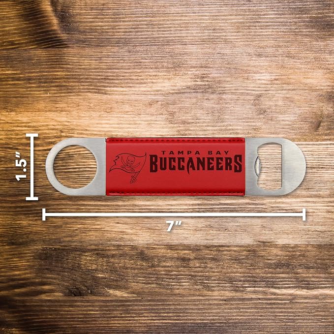 Rico Industries NFL Laser Engraved Bar Blade Faux Leather Laser Engraved Bar Blade - Great Beverage Accessory for Game Day
