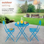 Alpine Corporation Indoor/Outdoor 3-Piece Bistro Set Folding Table and Chairs Patio Seating, Blue