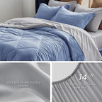 Bedsure Infinity Blue King Size Comforter Set - 7 Pieces Reversible King Bed in a Bag, King Bed Set Infinity Blue and Grey with Comforters, Sheets, Pillowcases & Shams