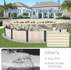 ECOOPTS 9 ft Round Pool Cover for Above Ground Pools, Swimming Pool Cover Protector Winter Safety Cover (Beige White Stripes)