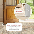 nuLOOM 6 Square Machine Washable Rain Haven Vintage Medallion Area Rug, Light Grey, Traditional Faded Design, Non-Slip Backing, Stain Resistant, For Bedroom, Dining Room, Living Room, Kitchen