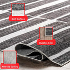 nuLOOM Henry Contemporary Striped Machine Washable Ultra Thin Area Rug, 5' x 8', Charcoal