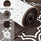 Chicrug Shag Geometric 6x9 Area Rug for Living Room, Large Modern Memory Foam Indoor Carpet, Fluffy Rug for Bedroom Bedside Room Decor for Family Girls Kids Nursery, Brown/White