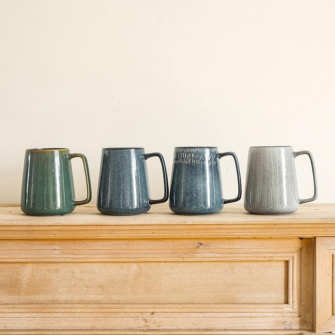 Large Ceramics Coffee Mugs,24 OZ,Large Handle Design,Extra Large Tea and Coffee Cup for Office and Home，Microwave And Dishwasher Safe(24 oz Gray)