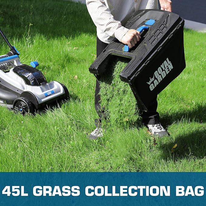 ROYAL GARDEN Electric 40V 17 Inch Cordless Lawn Mower Walk Behind Brushless Push Mower 6-Height Adjust Portable & Lightweight 2 x 20V Batteries and Charger Lawn Mowers Suitable for Garden Small Yards