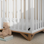 Storkcraft Santa Monica 5-in-1 Convertible Crib (White with Vintage Driftwood) – GREENGUARD Gold Certified, Modern Design, Two-Tone Baby Crib, Converts to Toddler Bed, Daybed and Full-Size Bed