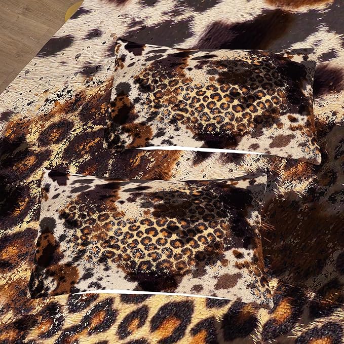 Tailor Shop Cow Print Comforter Sets for Boys Kids Teens,Leopard Comforter Set Queen Size Cow Print Bedding Sets,Leopard Print Comforter with 1 Comforter 2 Pillowcase…
