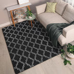 Chicrug Shag Geometric 4x6 Area Rug for Living Room, Large Modern Memory Foam Indoor Carpet, Fluffy Rug for Bedroom Bedside Room Decor for Family Girls Kids Nursery, Black/White