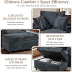 Accent Chair with Storage Ottoman Upholstered Living Room Chairs for Reading Chair with Chaise Lounge Chairs Indoor, Comfortable Armchair for Bedroom