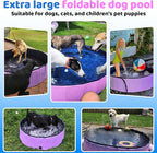 2025 Updated Foldable Dog Pool, 87" x 12" Kiddie Pool with Hard Plastic, Non-Slip Dog Bath Tub for Outdoor Backyard, Collapsible Dog Swimming Pool for Kids Dogs Pets (Pink)
