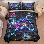 Full Size Comforter Set for Boys, Gamer Bedding Set, 3 Pieces, Gamepad 06, Polyester, All Seasons, Machine Wash