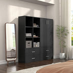 Apexa 6 Cube Storage Organizer Shelves, Stackable Wood Bookcase Fits Cubby Bins for Organization, Dorm Teen Room Decor & Home Office, Black