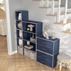 Apexa 2-Drawer Wooden Stackable Storage Drawers, Small Food Pantry Cabinet, Cajonera De Madera, Underbed Drawer Dorm Teen Room Decor & Bedroom, Home Office, Kitchen, Steel Blue