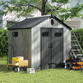 8X8FT Outdoor Resin Storage Shed, Waterproof Plastic Garden Shed with Lockable Door, Windows & Vents, Outside Storage Tool Shed for Patio Furniture, Lawn Mower, Bike