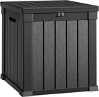 YITAHOME Deck Box, 51 Gallon Weatherproof Outdoor Storage Container for Patio Cushions, Pool Supplies, Garden Tools, Lockable Lid and Side Handles, Black