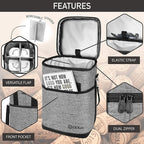 Opux 4 Bottle Insulated Wine Cooler Bag - Leakproof Padded Portable Wine Bottle Tote for Travel Picnic BYOB - Heather Gray