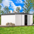 AECOJOY 12' x 12' Outdoor Storage Shed, Large Metal Sheds & Outdoor Storage Clearance Steel Yard Shed with Lockable Doors, Utility and Tool Storage Garden Shed for Backyard, Patio and Outside