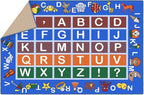 Machine Washable Educational Alphabet Design Non-Slip Rubberback 3x5 Kid's Area Rug for Playroom, Kid's Room, Bedroom, Kindergarten, 3'3" x 5', Blue