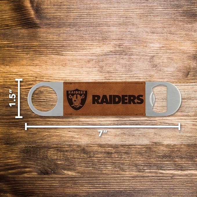 Rico Industries NFL Laser Engraved Bar Blade Faux Leather Laser Engraved Bar Blade - Great Beverage Accessory for Game Day