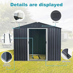 Sheds & Outdoor Storage 8ft x 10ft Metal Storage Shed with Metal Foundation, Gloves, Anchors, Tools Garden Tool Storage Cabinet with Secure Sliding Doors with Padlock for Backyard, Black