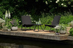 Keter Rio 3 Piece Resin Wicker Patio Furniture Set with Side Table and Outdoor Chairs, Dark Grey