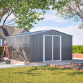 11x13 FT Outdoor Metal Storage Shed with Floor Frame, 140.5 sq.ft Heavy-Duty Garden Tool Shed with Double Doors, Waterproof Roof, All-Weather Steel Utility Shed for Backyard, Lawn, Patio