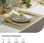 Leetaltree Gold Placemats Set of 8 - Heat Resistant Non-Slip Place mats for Dining Table, Washable Durable PVC Vinyl Woven Table Mats(Luxury Gold, 8)