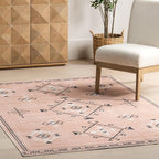nuLOOM Evalyn Southwestern Machine Washable Ultra Thin Area Rug, 5' x 8', Pink