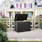 Outdoor Storage Box, Resin Deck Boxes Indoor and outdoor, Waterproof Storage Box Lockable Lid (Black, 50 Gallon)