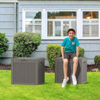NUNU LAB 32 Gallon Resin Deck Box 2 Pack Outdoor Indoor Waterproof Storage Box for Patio Cushions, Garden Tools, Pool Accessories,Backyard Storage Bin,Grey