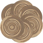 SHACOS Round Braided Placemats 15 inch Set of 4 Variegated Washable Kitchen Table Place Mats Table Mats for Home Wedding Party (Rainbow Brown, 4)