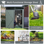 Favfurish 5 x 3 FT Outdoor Storage Shed, Metal Versatile Garden Shed with Lockable Door, Transparent Plate, Air Vents, Waterproof Storage House Tool Shed for Backyard Patio Lawn, Black