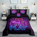 6 PCS Gamer Queen Comforter Sets,Queen Bedding Sets for Boys,Gaming Comforter Set,Queen Size Bedding Sets for Boys,Bed in A Bag with Sheets(Queen,Pink Color)