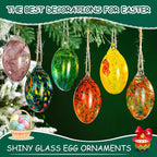 6PCS Hand Blown Glass Egg Ornaments Colorful Hanging Ornament Balls Gazing Ball Friendship Ball Decor for Garden Patio Window Christmas Tree