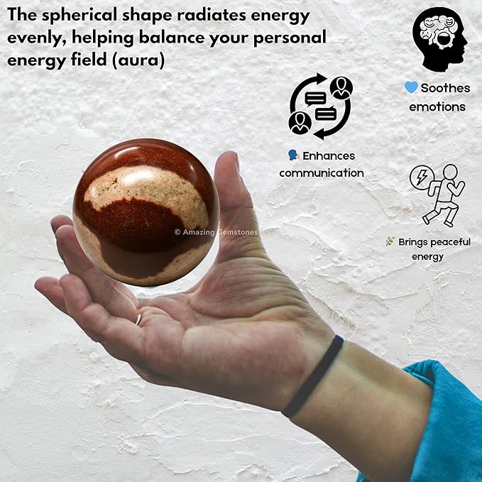 Amazing Gemstone Narmada Shiva Lingam Crystal Ball with Stand - 2" Inches Crystal Sphere Meditation Balls for Witchcraft and Decorative Balls