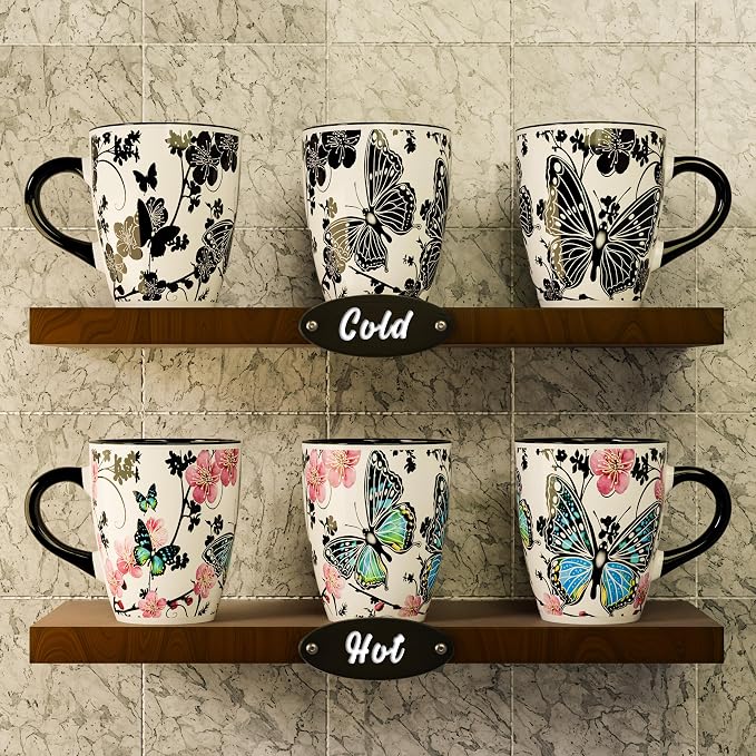 Color Changing Butterfly Coffee Mug 12OZ - Ceramic Heat Sensitive Cup Hot Cocoa Tea Milk Mugs Hot Drinks and beverages Unique Beautiful Holiday Christmas gift Idea for Nature lovers women mom grandma
