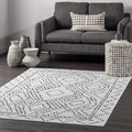 nuLOOM Mila Machine Washable Diamond Trellis Ultra Thin Area Rug, 8' Square, White