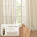 LAMIT 45 Inch Short Window Linen Curtains for Bedroom, Light Filtering Panels Bronze Grommet Neutral Drapes for Cafe/Bathroom/Loft Room, Linen, 2 Panels, 34 x 45 Inch