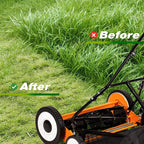 Walensee 18-Inch 5-Blade Push Reel Lawn Mower, Cordless Manual Reel Lawn Mower Walk-Behind Steel Lawn Mowers with Removable 10-Gallon Grass Catcher, Sponge Grip, 9-Position Cutting Height Adjustment