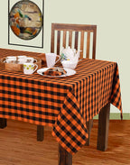 Urban Villa Tablecloth Cotton Tabletop 60x84 (6-8 Seat) Orange/Black Checks