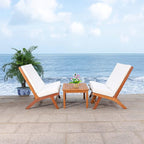 SAFAVIEH Outdoor Collection Chaston Wood Cushion 4-Piece Conversation Patio Set PAT7044F, Natural/Beige