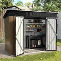 UDPATIO Outdoor Storage Shed 8x4 FT, Outside Sheds & Outdoor Storage Metal Galvanized Steel Yard, Patio, Lawn, Tool Shed with Lockable Door for Can, Bike, Lawnmower, Generator,Brown