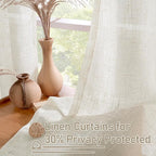 LAMIT Natural Ivory Linen Semi Sheer Curtains 84 inch Length, Cream Light Filtering Soft Thick Neutral Living Room Drapes with Bronze Grommet for Bedroom/Farmhouse, 2 Panels, 52 x 84 Inch