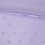Mi Zone Rosalie Comforter Set for Girls, Ultra-Soft Microlight Plush Metallic Printed Hearts Brushed Reverse Overfilled Down Alternative Hypoallergenic All Season, Twin/Twin XL, Purple/Silver, 3 Piece