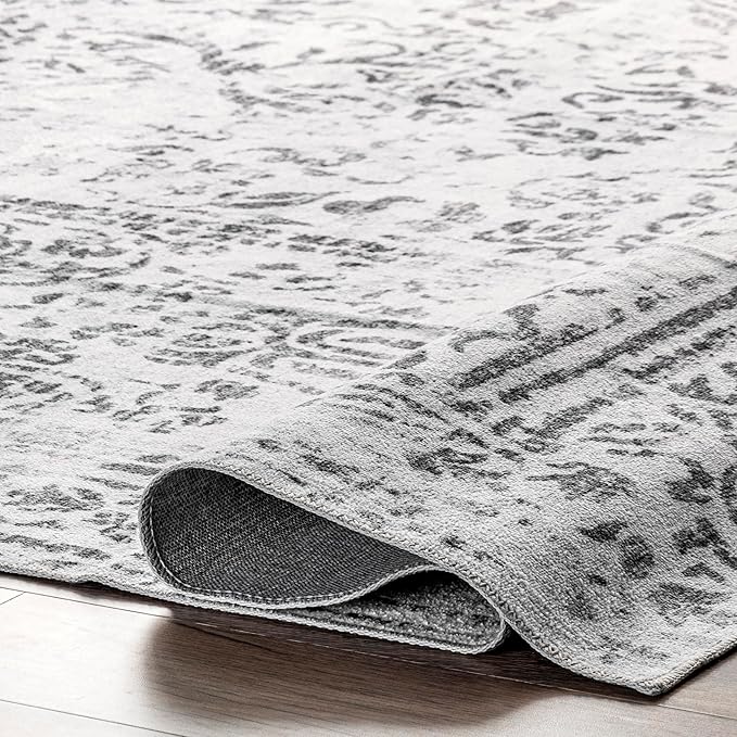 nuLOOM Bess Persian Vintage Machine Washable Ultra Thin Area Rug, 6' x 9', Ivory