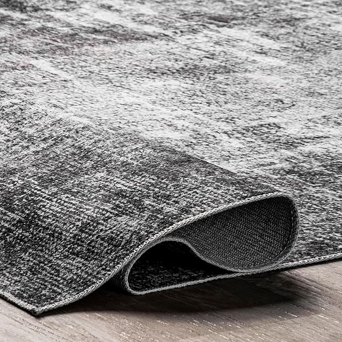 nuLOOM Corinna Modern Abstract Machine Washable Ultra Thin Area Rug, 8' x 10', Charcoal