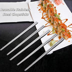 5 Pair Metal Chopsticks Reusable 18/8 Stainless Steel Chopsticks Set Non-slip Chinese Chopstick for Cooking Eating Dishwasher Safe 9.25" Chop Sticks Gift Set