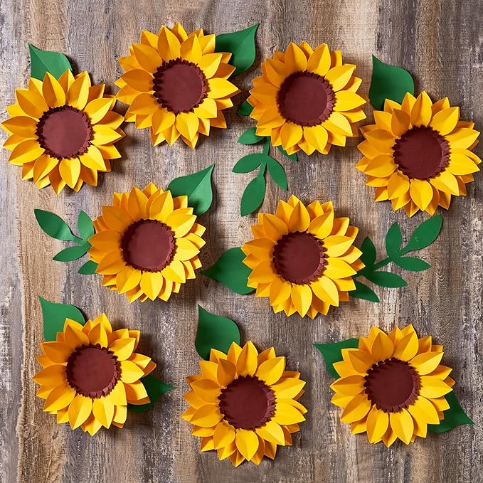 Paper Flowers Decorations for Wall, 3D Sunflower Party Decorations, Nursery Room Decor, Handmade Artificial Paper Flowers, Baby Showers Birthday Home Summer Party